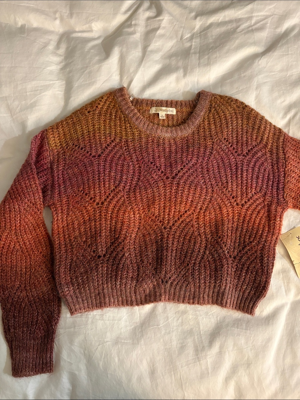 Rewind Gradient Knit Crewneck Sweater in Pink, Orange and Brown